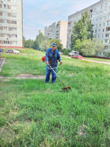 Покос травы на пр. Ленинградском 23Б и ул. Марковцева 12/1